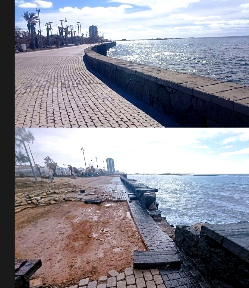 Arrecife concluye la reparación del paseo marítimo dañado por la borrasca Therese tras cinco semanas de trabajo