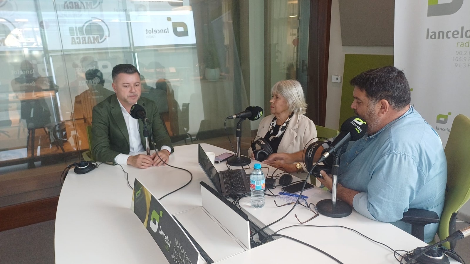 Teodoro Sosa, Carmen Camiña y Sergio Calleja en Lancelot Radio