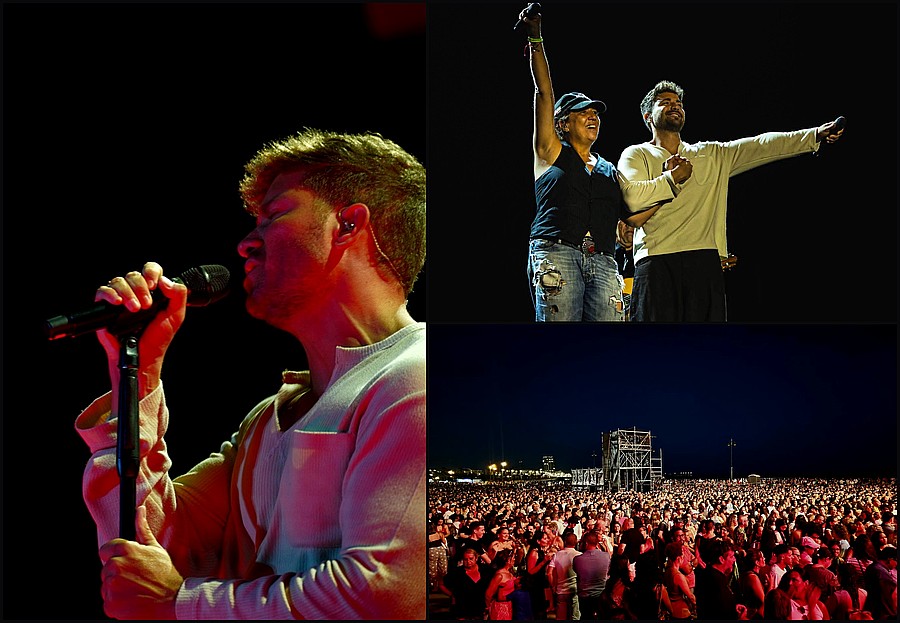 Pablo Alborán durante su concierto en las Fiestas de San Ginés, la sorpresa de Rosana en el escenario para cantar juntos