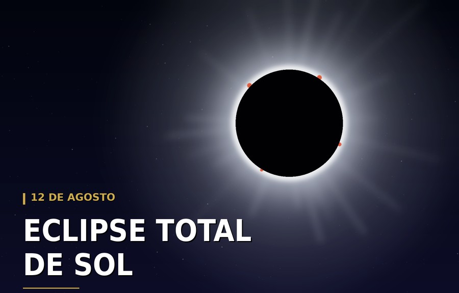 Recreación de un eclipse total de sol, con la corona solar visible alrededor del disco lunar / Imagen: Elpejeverde.com