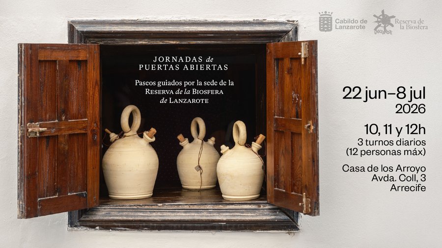 Cartel oficial de las Jornadas de Puertas Abiertas de la Reserva de la Biosfera de Lanzarote en la Casa de los Arroyo. Foto: Cabildo de Lanzarote