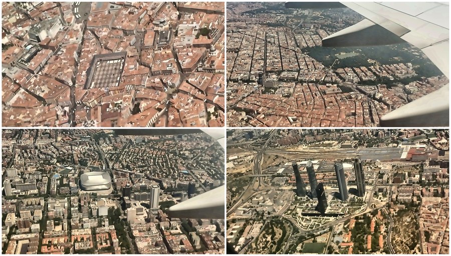 Vista aérea de Madrid desde el cielo, con el centro histórico, El Retiro, el estadio del Madrid y las Cuatro Torres Business Area / Foto: Elpejeverde.com