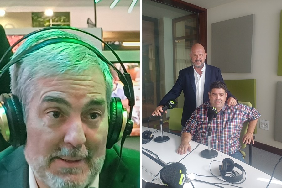 Fernando Clavijo, en imagen de archivo, y Pedro Martín y Sergio Calleja en los estudios de Lancelot Radio / Fotos: Elpejeverde.com